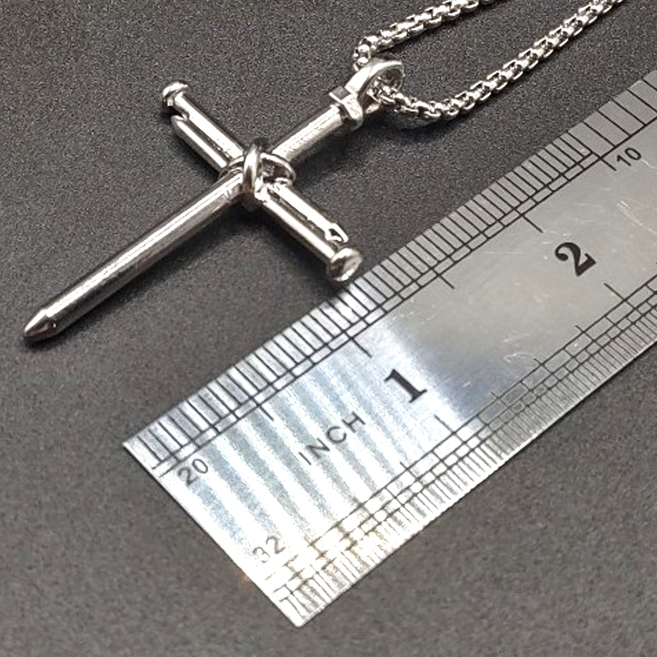Silver Necklace Cross Crucifix Nails Jesus Bible Christian Catholic Faith Gift